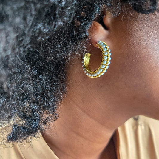 Antique Pearl Hoop Earrings