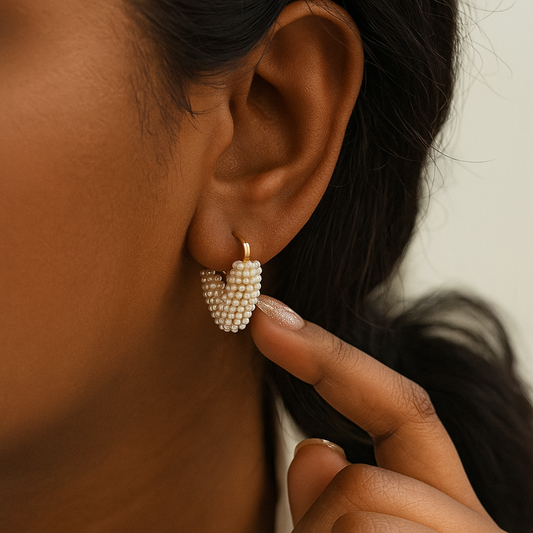 V-Frame Pearl Cluster Hoops
