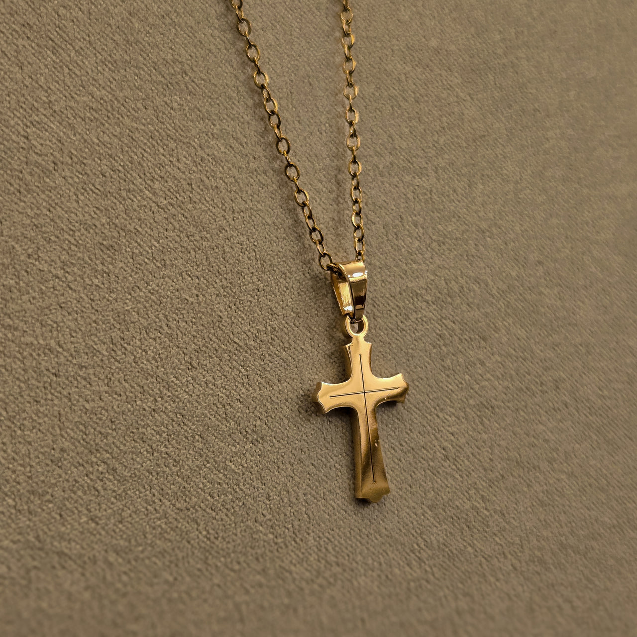 Gold Cross Earrings & Pendant Set