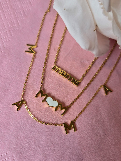 Enamel Heart MOM Necklace