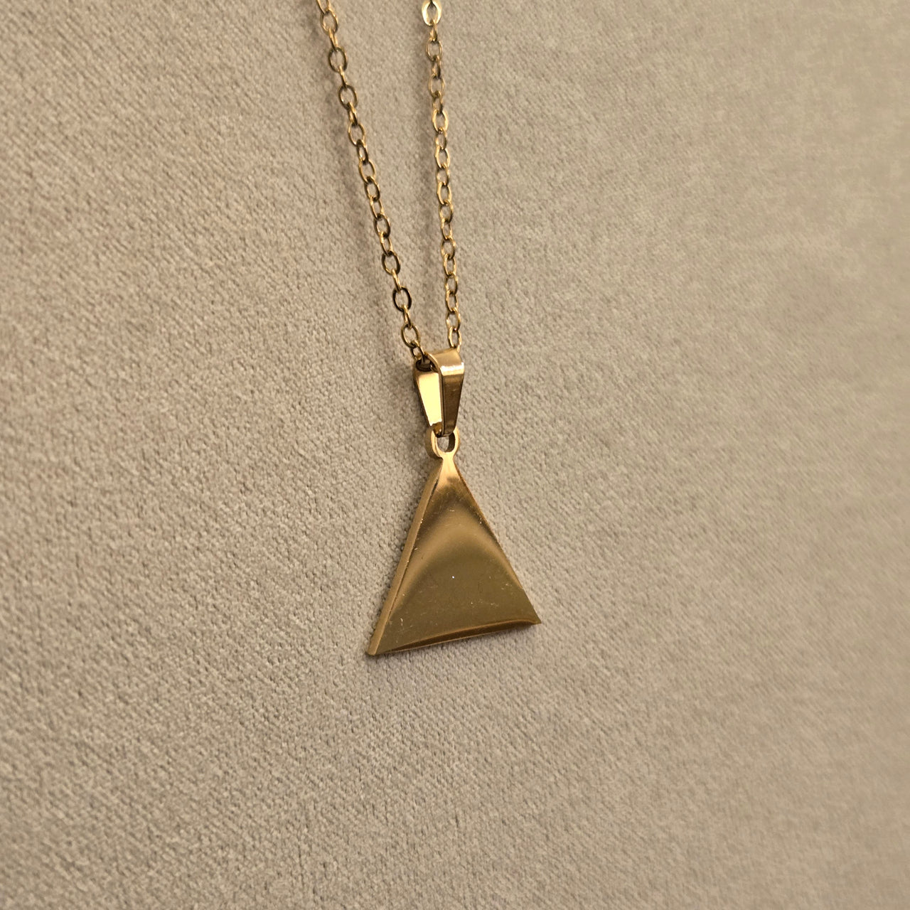 Gold Triangle Earrings & Pendant Set