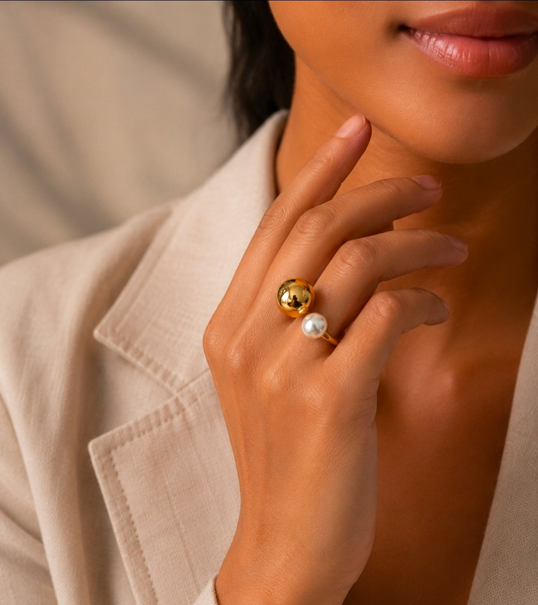 Celeste Duo Pearl Ring