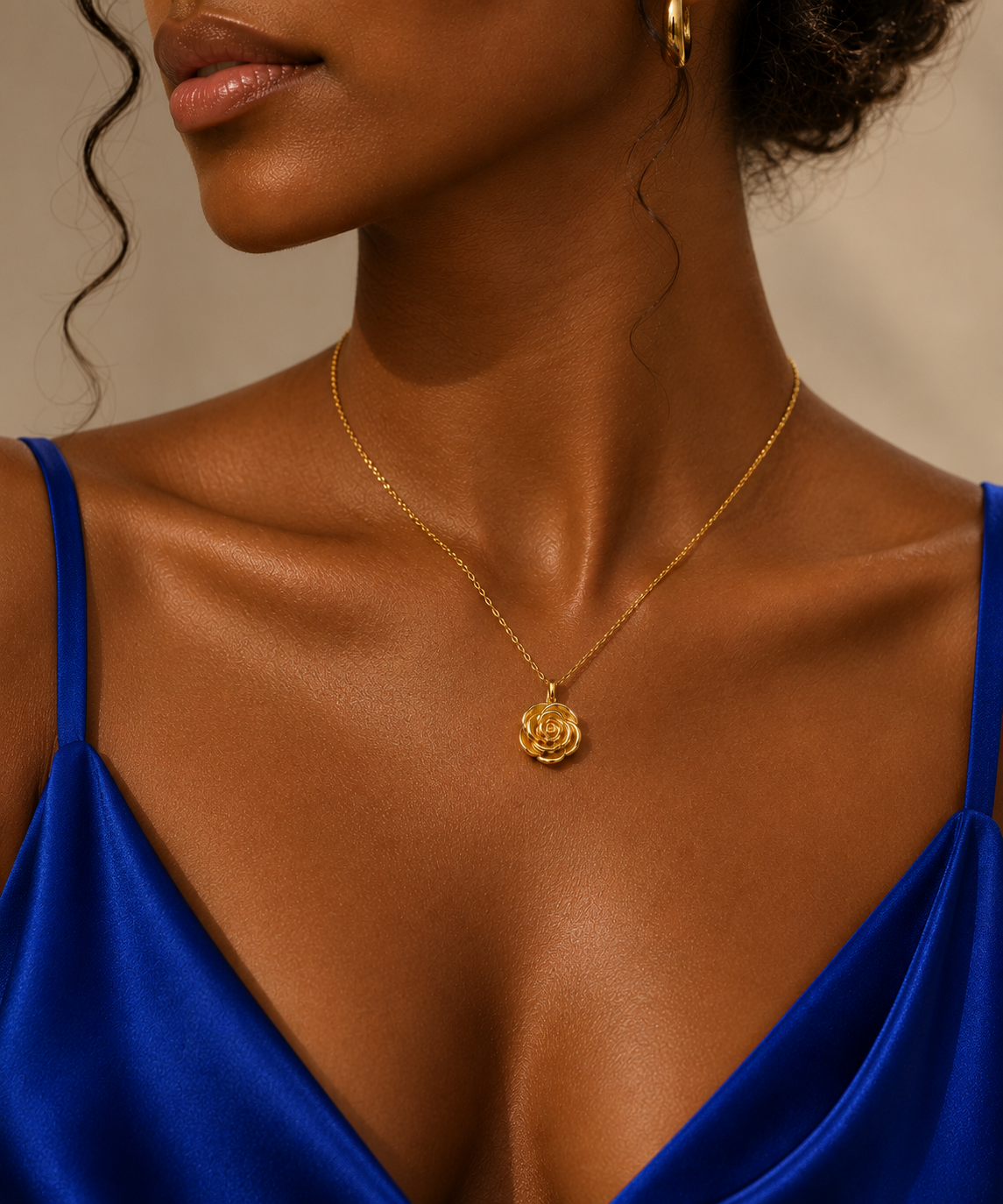 Rosalie Sculpted Rose Pendant Necklace
