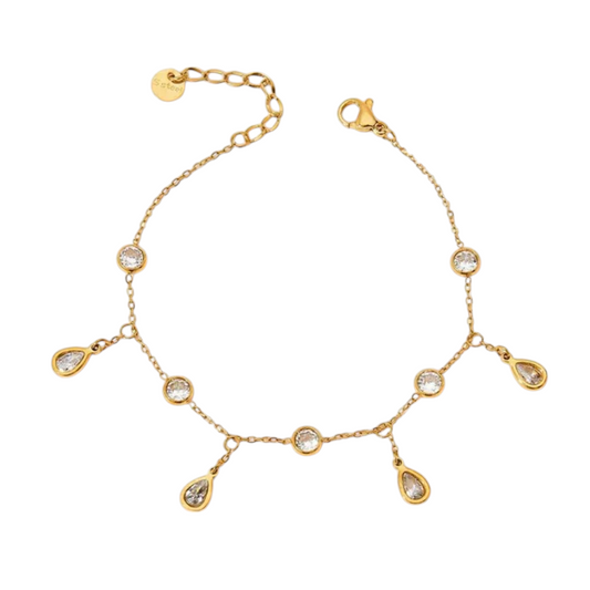 CZ Teardrop Dangle Anklet