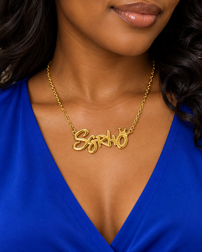 Crowned SGRho Script Necklace