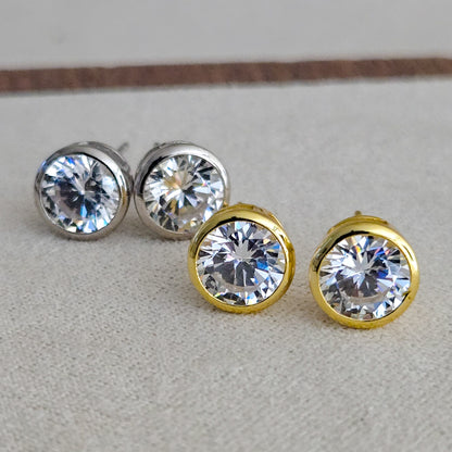 Luxe Bezel Stud Earrrings